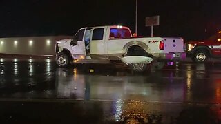 Two Trucks Crash During Torrential Downpour at Dangerous Sherwood Way Intersection
