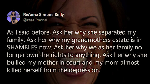 "Kamala Harris Nearly Bullied My Mother Into Suicide": RéAnna Simone Kelly Speaks Out