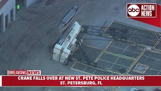 Large crane falls on its side at construction site for new St. Pete police headquarters