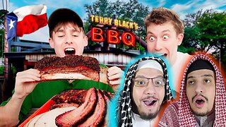Arab Muslim Brothers Reaction to Brits try real Texas BBQ for the first time!