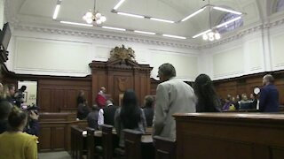 Judge Siraj Desai handing down sentencing in the Van Breda triple murder case (CTS)