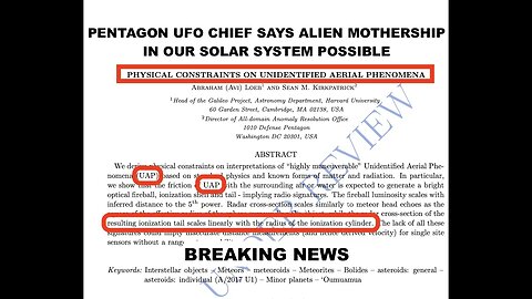 Pentagon UFO Chief, Alien Mothership in Our Solar System Possible