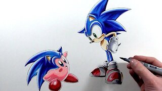 Drawing Sonic and Kirby!