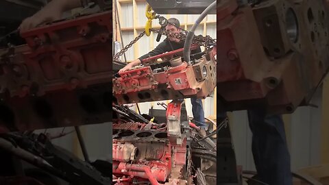 Cummins X15 Cylinder Head Removal with Engine Crane #shorts #cummins