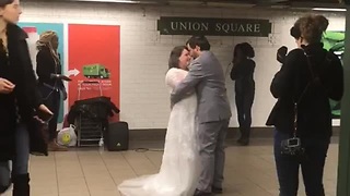 Married Couple Dances To A Capella Singing In Subway