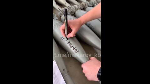 Donbass: Soldiers marking mortar rounds with the names of killed children by Ukro-Nazis since 2014