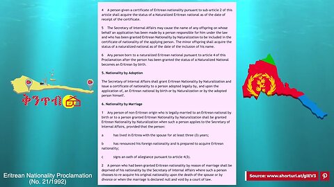 🇪🇷Eritrean Nationality Proclamation (No. 21/1992) 🇪🇷ኤርትራዊ ዜግነትን ሕግታቱን