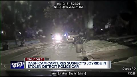 VIDEO: Dash cam catches man taking a Detroit police cruiser on a joy ride