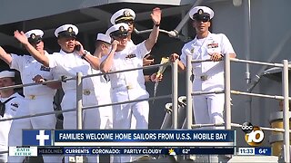 USS Mobile Bay families welcome home sailors
