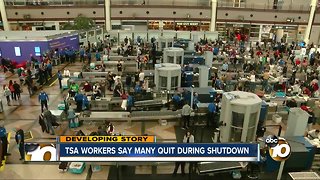 TSA workers say may quit during shutdown