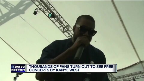 Kanye West debuts music at free show for fans in Detroit