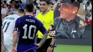 الحكم المصري ابراهيم نور الدين مع ميسي | Egyptian referee Ibrahim Noureddine with Messi