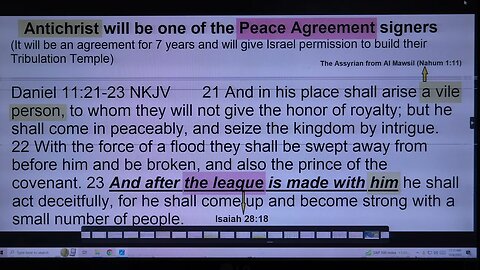 Antichrist will be one of the Peace Agreement signers