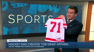 Hockey dad with Michigan ties creates 'Toe Drag' hockey-themed golf shirts
