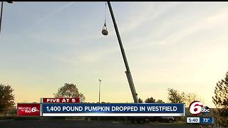 1,400 pound pumpkin dropped 140 feet to ground for Smiley Radio Show's annual Pumpkin Drop