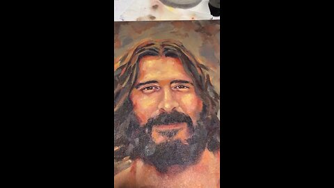 Art Studio, Painting Jesus, Drinking Zevia, The Savior, ModernArtbyAmy, Acrylic Portrait Painting