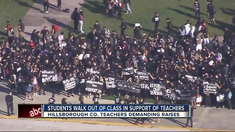 Students across Hillsborough County stage walk outs in support of teachers awaiting pay raises