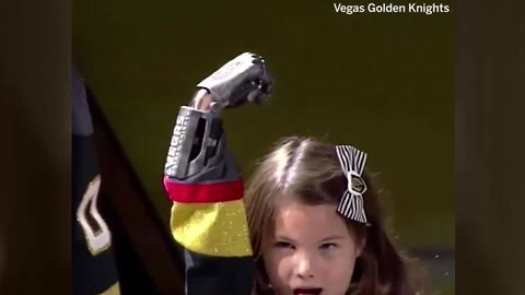 Hailey Dawson drops the puck at Vegas Golden Knights game