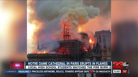 Local teens in Paris and witness Notre Dame burning