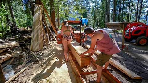 She Took Over His Saw Mill! | Milling Beetle Kill Ponderosa Pine For A Feature Wall