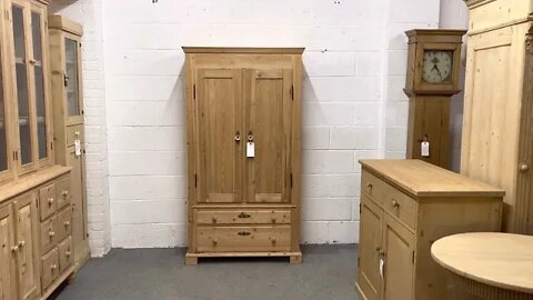 Large Antique Pine Cupboard With 2 Drawers (V3400D) @Pinefinders Old Pine Furniture Warehouse