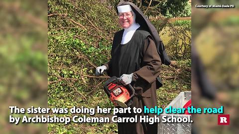 Nun with a chain saw helps with Irma cleanup | Rare News