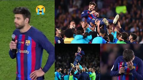 Gerard Pique tears at emotional last Barcelona appearance as players throw him up, Barca Vs Almeria7