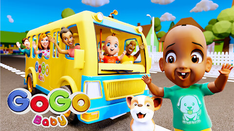 Wheels on the bus go round and round | Songs for kids | GoGo Baby - Nursery Rhymes & Kids Songs