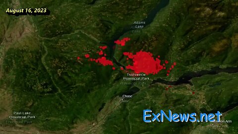 East Adams Lake Bush Creek Fire Timeline August 13 19 2023 AM