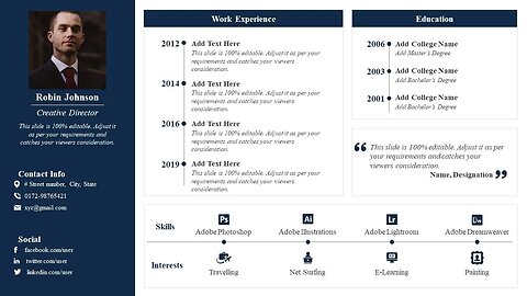 Self Presentation Creative Resume PPT Template