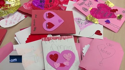 7-year-old collecting Valentine's Day cards for seniors