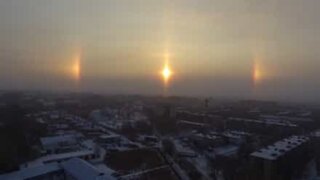 Fenómeno natural incrível cria auréola à volta do Sol!