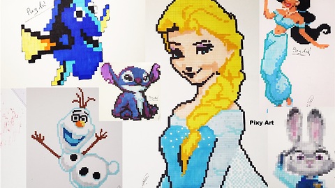 Incredible pixel drawing compilation of Disney characters