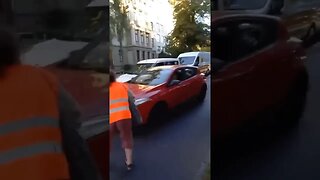 Guy Drives Through Protestors Banner! 😲