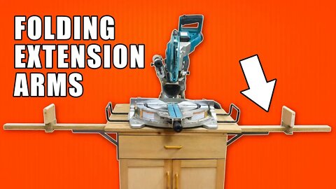 Folding Extension Arms of a Sliding Miter Saw Station