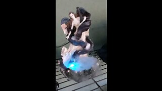 Small fountain and dry ice