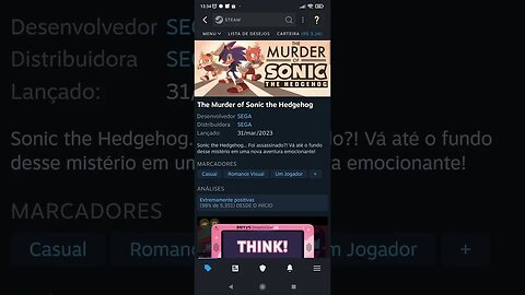 Jogo Grátis: The murder of Sonic The hedgehog - Steam