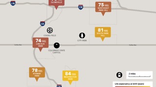 Life expectancy for Denver neighborhoods