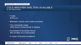 Cold weather shelters to open