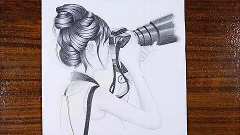 How to draw a girl holding a camera || Pencil Sketches