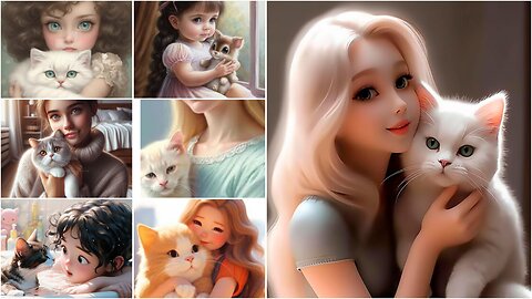 cute cartoon dpz girls with cat 🐈😺