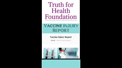 Report Vaccine Injury: Truth For Health Foundation
