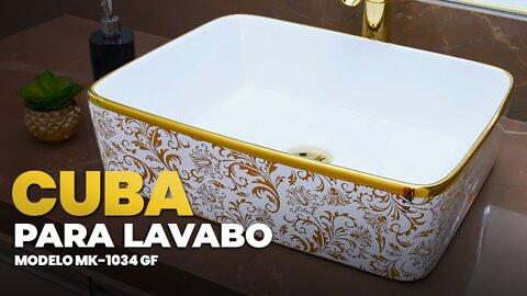 Cuba com Detalhes Dourados para Lavabo - Mod.1034GF Lenharo Mega Store