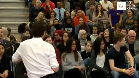 Watch: Justin Trudeau's Eye-Rolling 'Correction' After Woman Uses the Word 'Mankind'