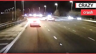 Motorway driver smashes into the back of another car