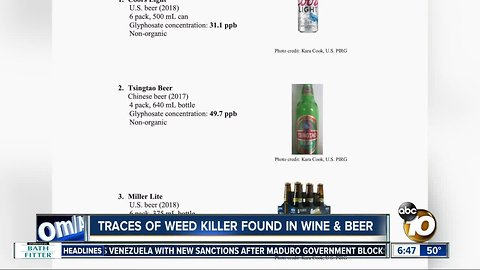 Research group says traces of weed killer found in some beer, wine