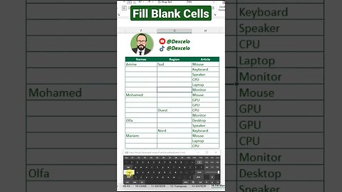 Fill Blank Cells #excel #تعليم #microsoft #اكسل #microsoftexcel #office #data #datascience #learning