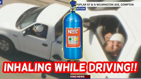 LIVE STANDOFF AFTER CHASE! DRIVER INHALING TANK OF NITRIOUS??