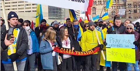 Media Blackout: Chrystia Freeland caught holding Pro-Nazi Banner at Ukraine protest