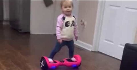 Baby is pro on hoverboard!